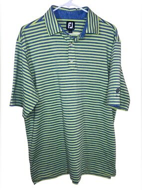 FootJoy Lime and Navy Striped Golf Polo